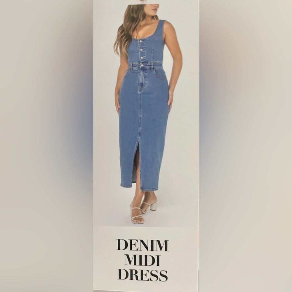 Classic Blue Denim Midi Dress
